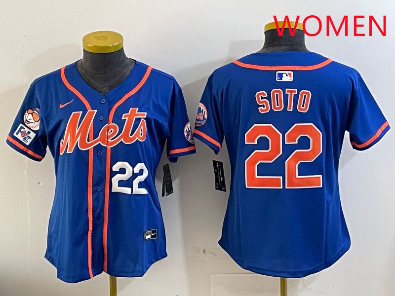 Women New York Mets #22 Soto Blue Game Fashion 2025 Nike MLB Jersey style 2->youth mlb jersey->Youth Jersey